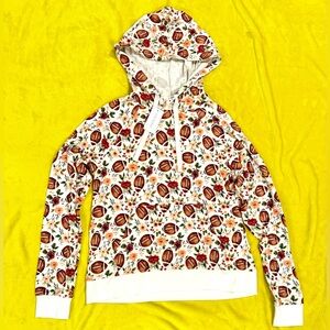Mia and Tess Floral Football Print Hoodie | Women’s Small